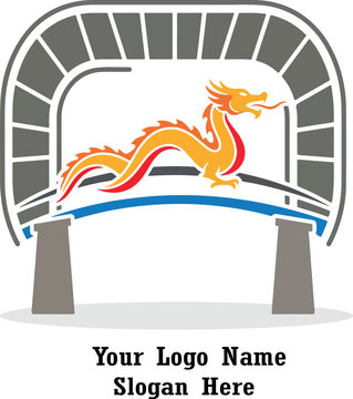 da nang bridge logo icon vector white background .