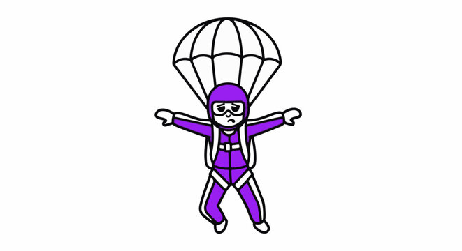 Illustration of Person Skydiving with Purple Parachute Gear.