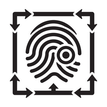 Fingerprint authorization process icon with circular directional arrows image ratio 1:1 fingerprint authentication security authorization biometric identification technology protection