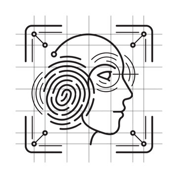 Biometric facial recognition scan vector illustration with geometric alignment image ratio 1:1 biometric recognition technology identification security authentication geometry interface