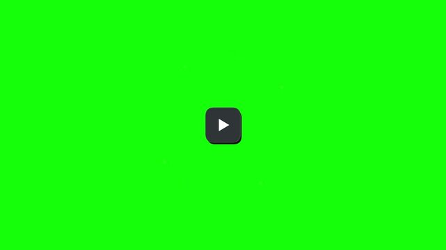 Animated Multimedia Play and Pause Button Icon on Green Screen