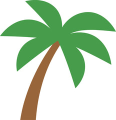 Green palm tree with brown trunk and leaves isolated on transparent background © VectoLover