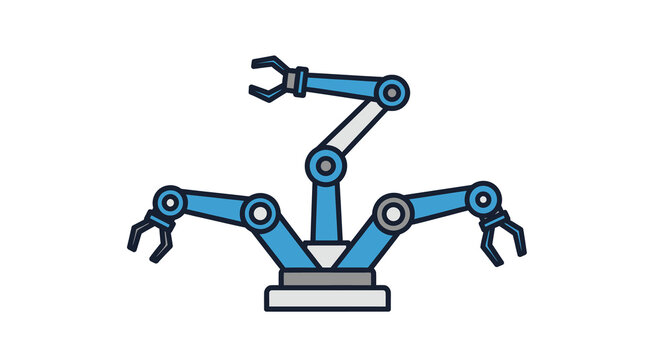 Industrial robotic arm with multiple joints vector illustration