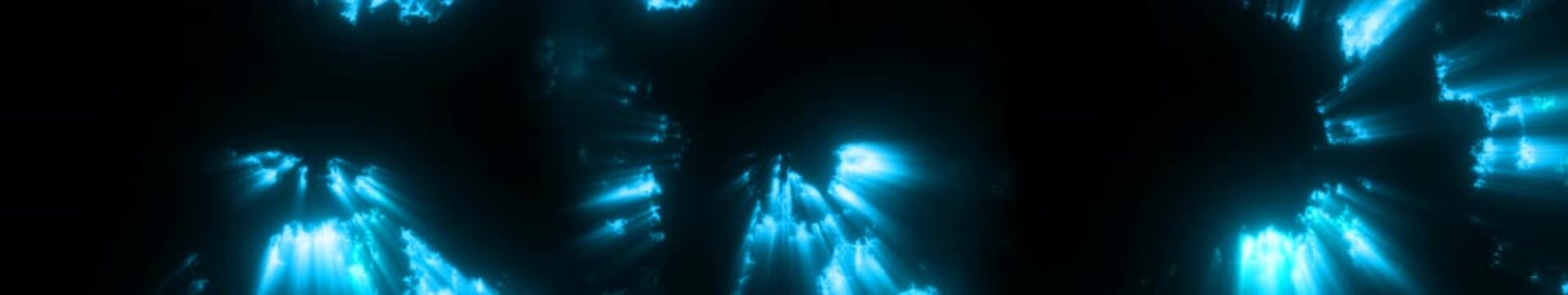 Dark Cyan Light Beams on Black Abstract Background for Cinematic Widescreen Loop