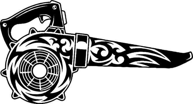 Handheld leaf blower with tribal decorative pattern
