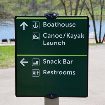 A close view of the park information sign.