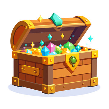 Treasure chest filled with colorful jewels 1.