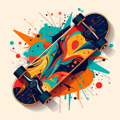 Colorful skateboard with abstract design 1. © Makdum