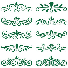 Vintage dark green scroll ornament and divider set pack. © md