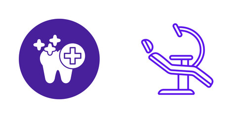 Fototapeta premium Dental care and dentist chair icons isolated on transparent background