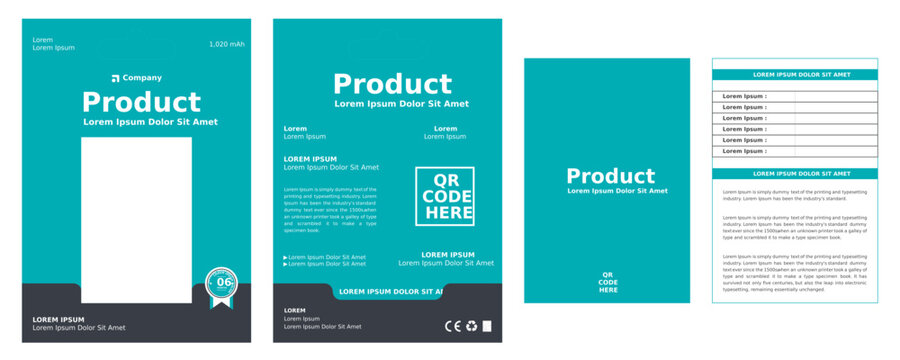 Mobile Battery Packaging Design Template. Modern Smartphone Battery Box Design Vector
