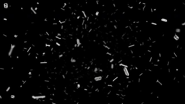 Flying Random Binary Numbers Animation, Artificial Intelligence, on Alpha Channel, Background, Loop
