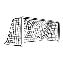 Soccer goal icon, outline style, white background, vector illustration © Fuji