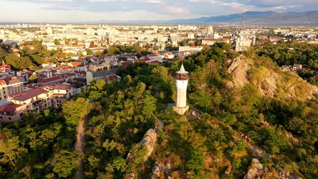 Plovdiv City Bulgaria Golden Hour Tower