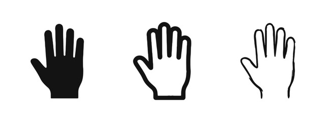 Fototapeta premium Open Palm Human Hand Gesture Hello Stop Icon Set