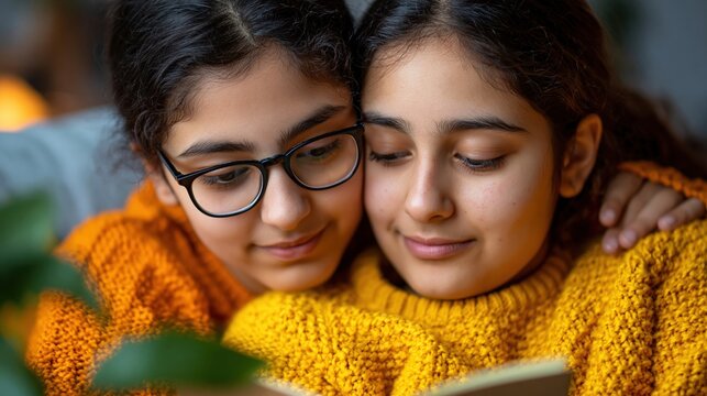 Supportive sibling comforting loved one with arm around shoulder at home