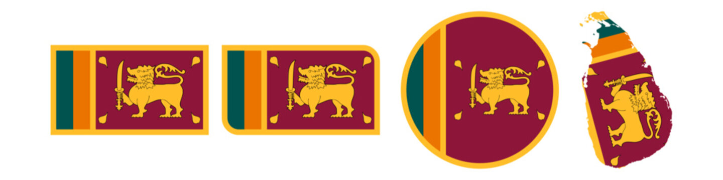 sri lanka circular flag, sri lanka rectangular flag, sri lanka map flag flat icon