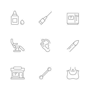 Set line icons of piercing