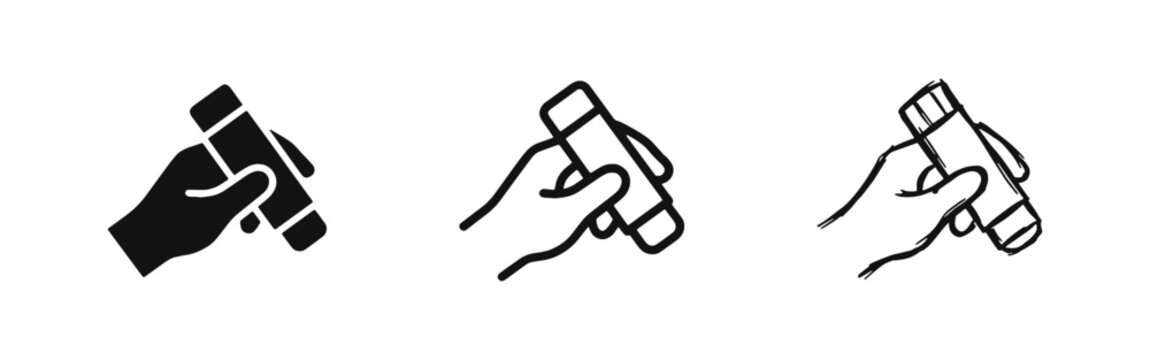Hand Holding Marker or Pen Icons for Creative Design
