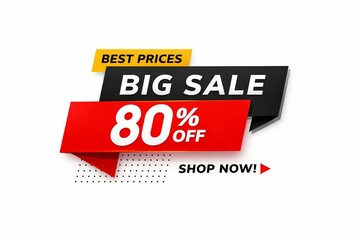 Obraz premium Big sale banner with eighty percent off discount and shop now call to action