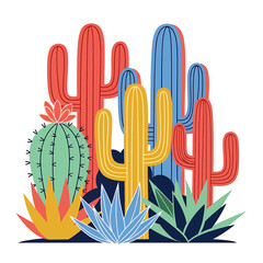 Obraz premium Colorful cacti and succulent plants.