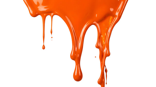 Glossy Orange Liquid Paint Drip Isolated PNG &mdash; Tetesan Cat Cair Oranye Mengkilap PNG Transparan