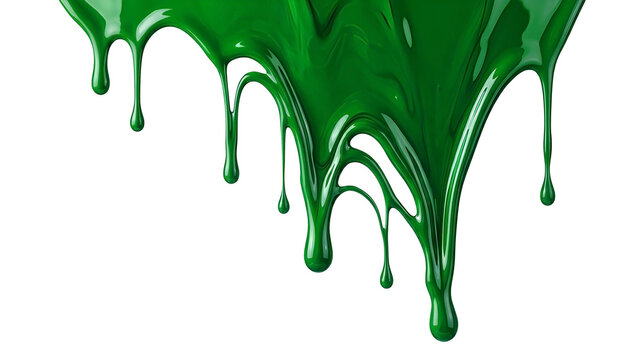 Realistic Green Liquid Paint Dripping Effect PNG &mdash; Efek Tetesan Cat Cair Hijau Realistis PNG Transparan