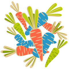 Obraz premium Colorful carrots in a creative arrangement.