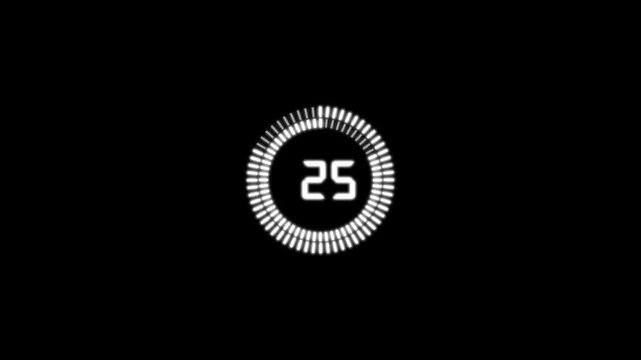 Digital 30 seconds countdown timer animation, modern digital thirty seconds timer countdown animated on a transparent background.
