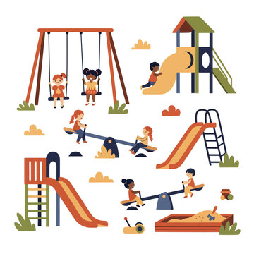 Children Playing on Colorful Playground Equipment 2.