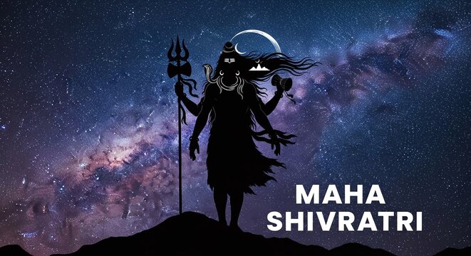 Maha Shivratri Lord Shiva Cosmic Silhouette.