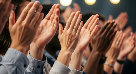 Fototapeta premium People clapping hands in a crowd