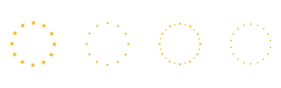 European Union stars symbol. Twelve stars isolated on white. Europe vector sign.  Europe flag symbol. EU circle signs. Eurozone symbols. EPS10.

