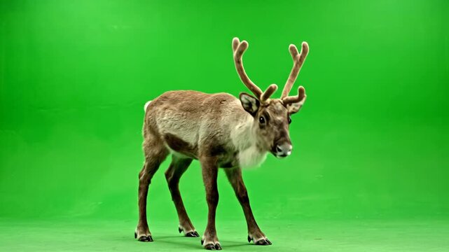 A deer is jumping on a green background