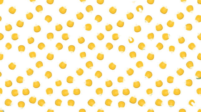 Seamless Pattern of Scattered Yellow Corn Kernels, Realistic Vector Background for Agriculture, Food Industry, Popcorn, and Healthy Grains Packaging Design