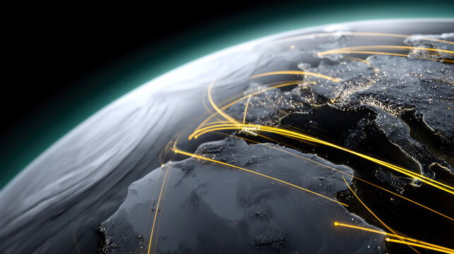 Digital globe abstract earth network connection technology glowing line global communication futuristic data high fidelity