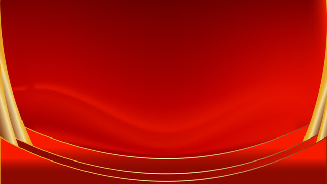 A sophisticated red background featuring abstract golden waves and elegant curved lines, perfect for formal or celebratory themes.