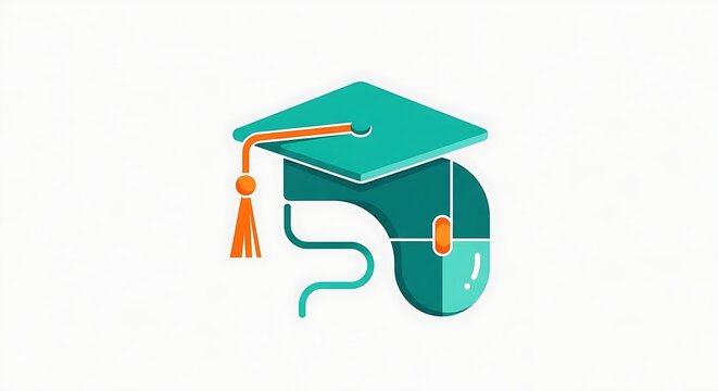 Online School Logo with Mouse and Graduation Cap