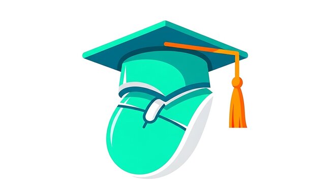 Online School Logo with Mouse and Graduation Cap