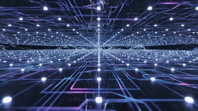Abstract digital network with glowing nodes perfect for IT presentations and tech marketing