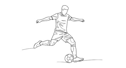 Fototapeta premium Soccer Player Kicking Ball - Continuous Line Art