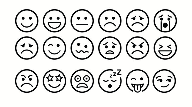 Black and white easter eggs smiley face icon vector illustration set
