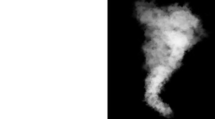 Atmospheric white smoke plume on black background, ethereal steam cloud texture, swirling vapor mist element for compositing and design © Salim
