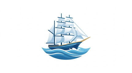 A majestic tall ship sailing on blue ocean waves. © Gian