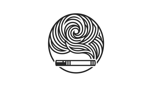 Cigarette smoke forming a circular pattern inside a circle.