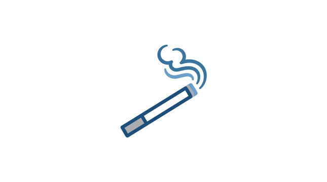 Cigarette with smoke illustration icon.