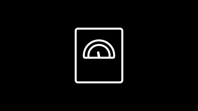 Modern minimalistic speedometer gauge on sleek digital display with animated rising speed indicator on black background for technology reviews tech presentations infographics