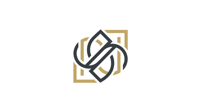 Abstract geometric logo design with interlocking lines and squares.