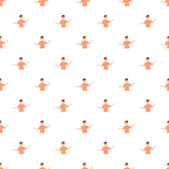 Fototapeta premium Cartoon man shrugging shoulders creating a seamless illustrative pattern