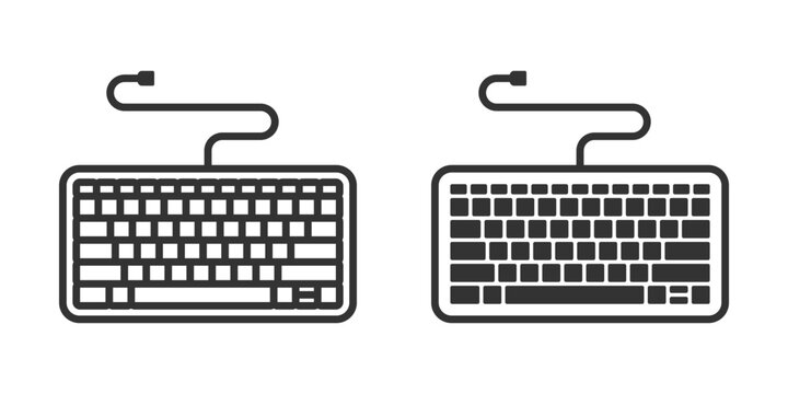 Keyboard icon set. Illustration keyboard with cables. flat illustration of vector icon on white background
